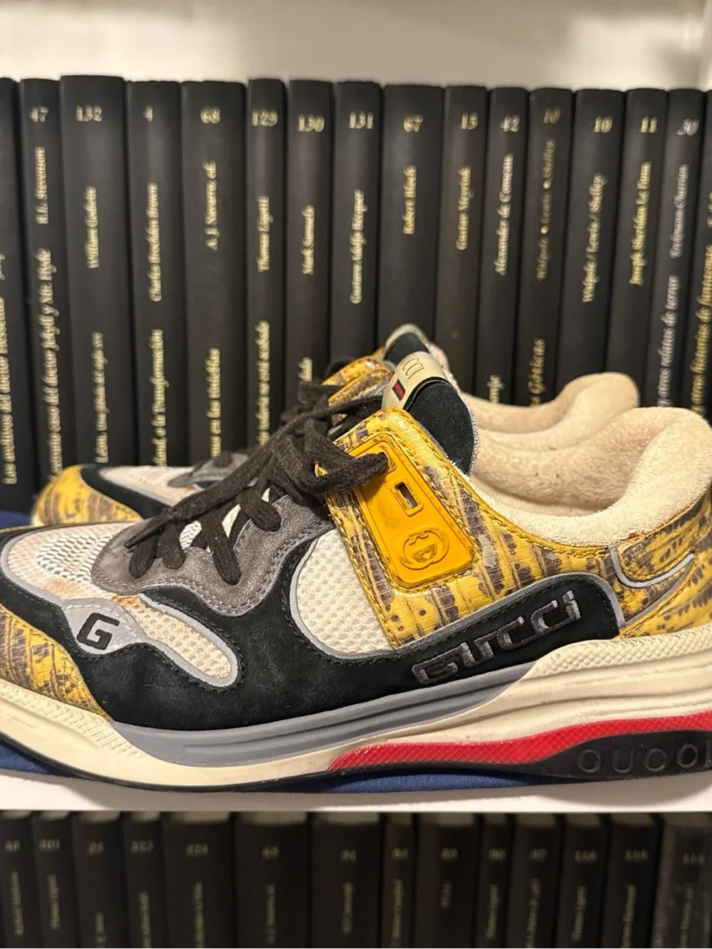 Men’s Gucci Ultrapace sneakers in yellow tejus printed colorway